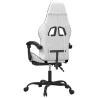 Silla gaming giratoria reposapiés cuero sintético blanco negro 5