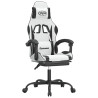 Silla gaming con reposapiés cuero sintético blanco negro 2