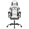 Silla gaming con reposapiés cuero sintético blanco negro 3