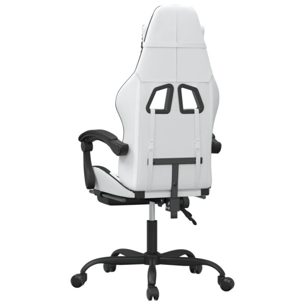 Silla gaming con reposapiés cuero sintético blanco negro M 5
