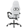 Silla gaming con reposapiés cuero sintético blanco negro 5