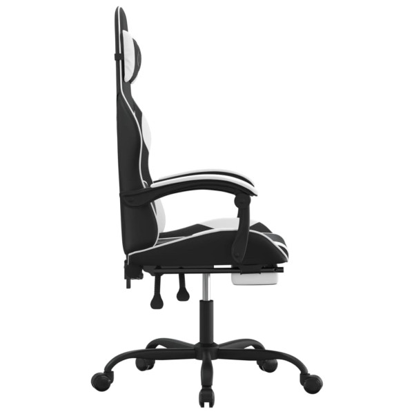 Silla gaming con reposapiés cuero sintético negro blanco M 4