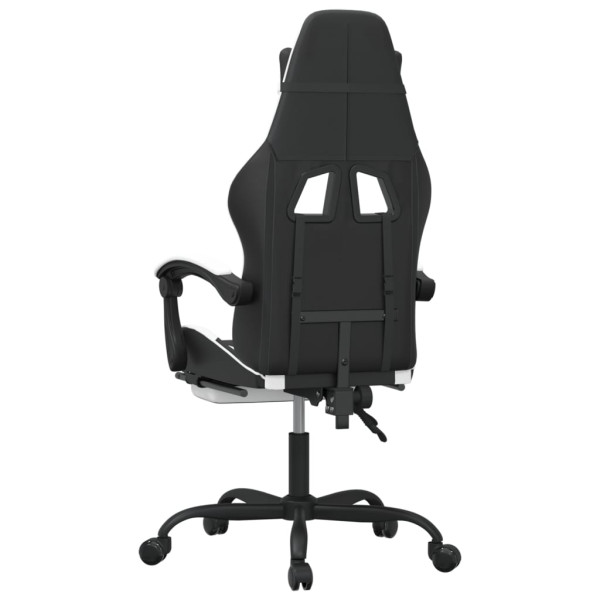 Silla gaming con reposapiés cuero sintético negro blanco M 5
