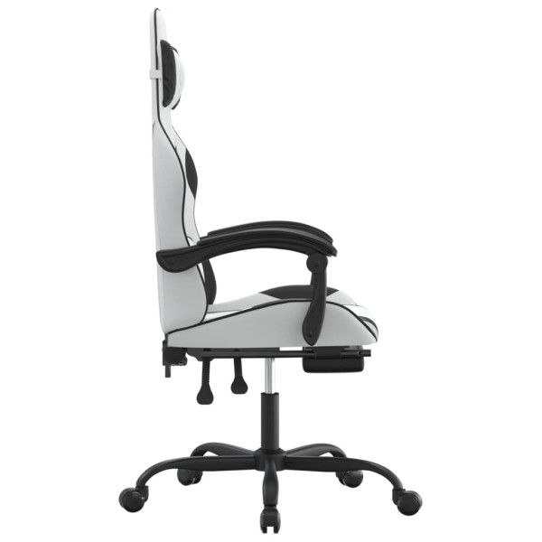 Silla gaming giratoria reposapiés cuero sintético blanco negro M 4