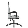 Silla gaming giratoria reposapiés cuero sintético blanco negro 4