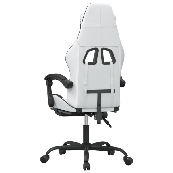 Silla gaming giratoria reposapiés cuero sintético blanco negro M 5