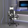 Silla gaming giratoria cuero sintético negro y blanco 1