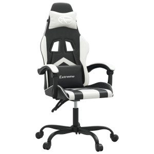Silla gaming giratoria cuero sintético negro y blanco H