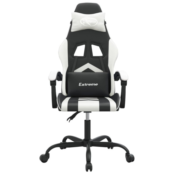 Silla gaming giratoria cuero sintético negro y blanco M 3