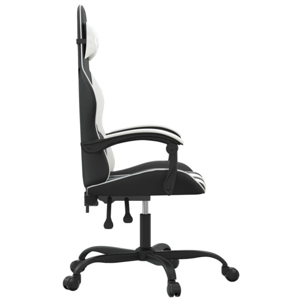 Silla gaming giratoria cuero sintético negro y blanco M 4