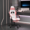 Silla gaming giratoria y reposapiés cuero sintético blanco rosa 1