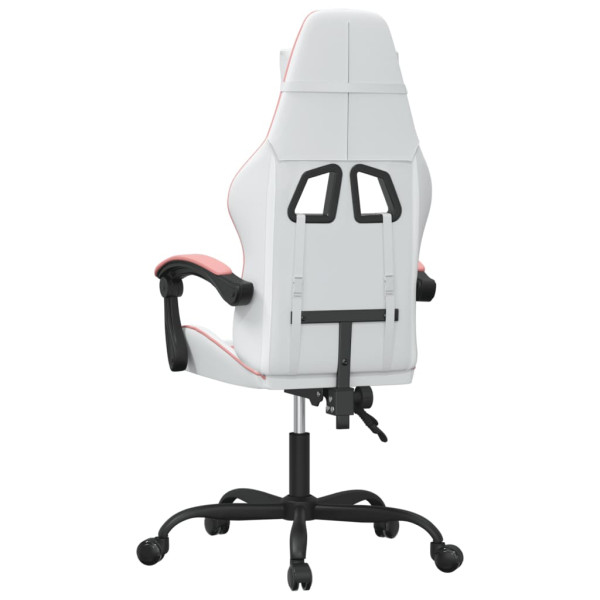 Silla gaming cuero sintético blanco y rosa M 5