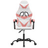 Silla gaming giratoria cuero sintético blanco y rosa 3