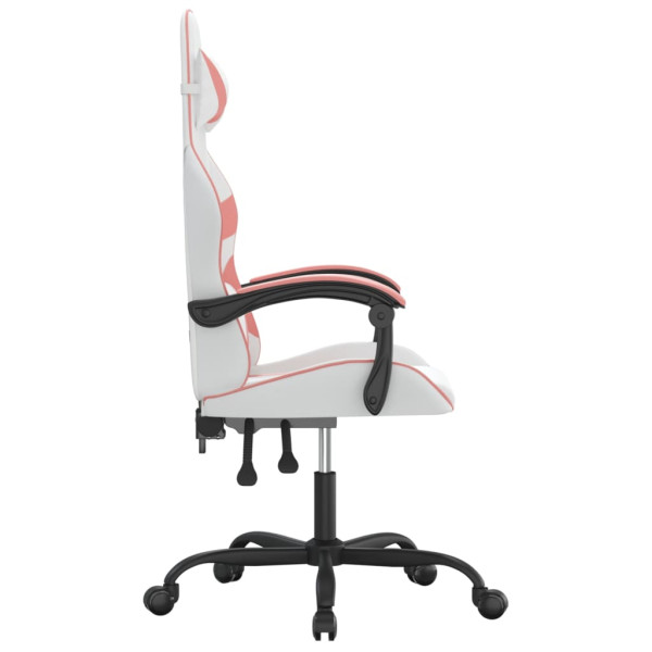Silla gaming giratoria cuero sintético blanco y rosa M 4