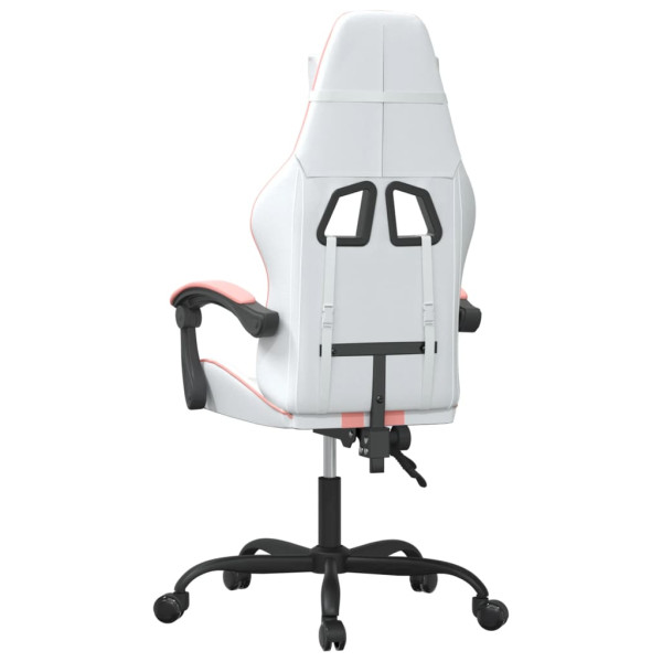 Silla gaming cuero sintético blanco y rosa M 5