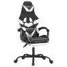 Silla gaming con reposapiés cuero sintético negro blanco 2