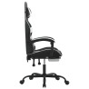 Silla gaming con reposapiés cuero sintético negro blanco 4