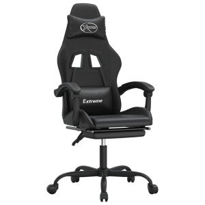 Silla gaming con reposapiés cuero sintético negro H