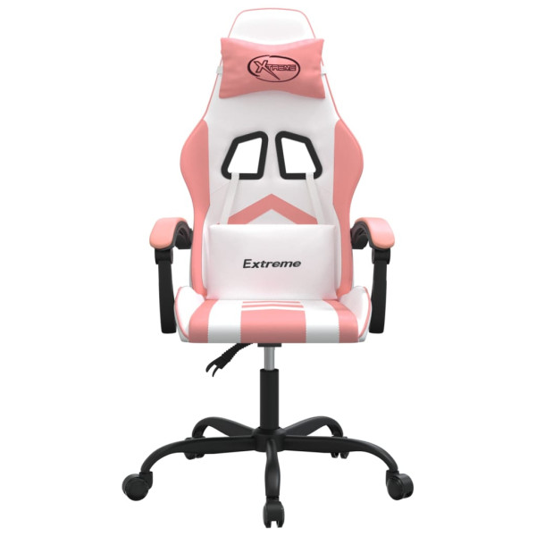 Silla gaming cuero sintético blanco y rosa M 3