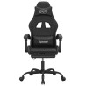 Silla gaming giratoria y reposapiés cuero sintético negro 3
