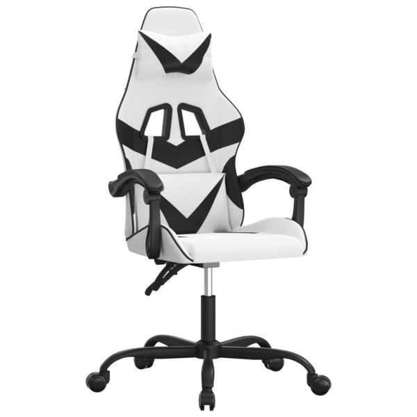Silla gaming giratoria cuero sintético blanco y negro M 2