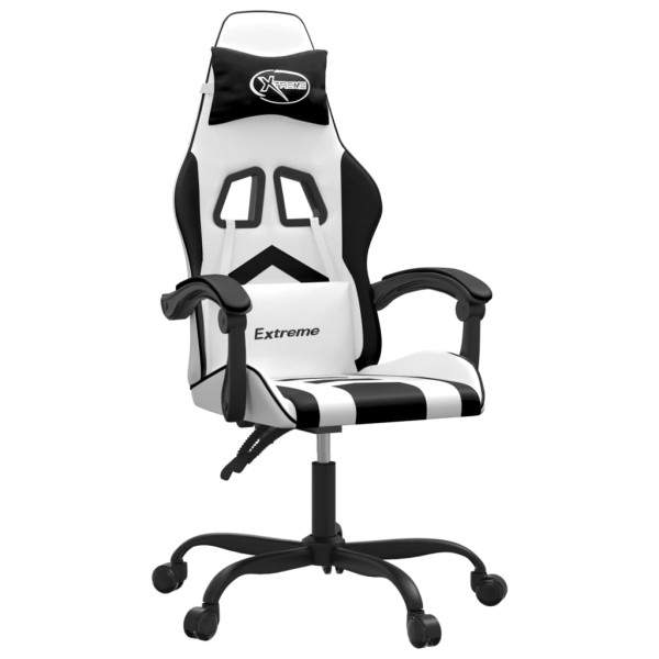 Silla gaming giratoria cuero sintético blanco y negro M 2