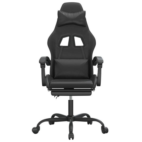 Silla gaming con reposapiés cuero sintético negro M 3