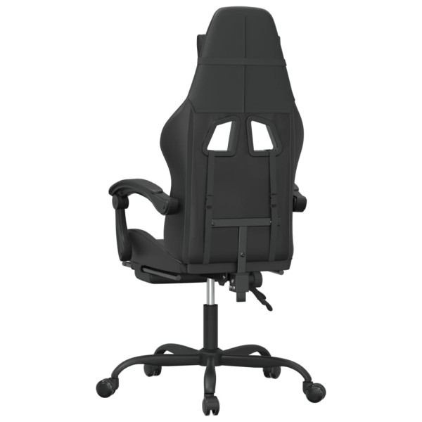 Silla gaming con reposapiés cuero sintético negro M 5