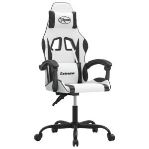 Silla gaming cuero sintético blanco y negro H