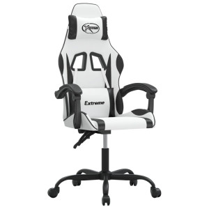 Silla gaming giratoria cuero sintético blanco y negro H