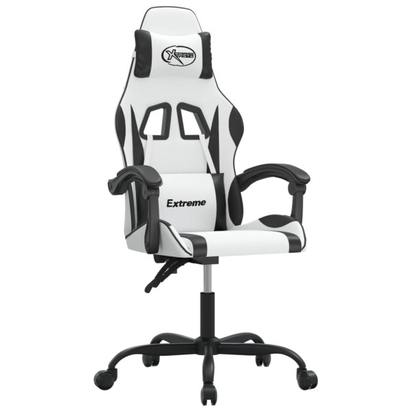 Silla gaming giratoria cuero sintético blanco y negro M 2