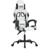 Silla gaming giratoria cuero sintético blanco y negro 2