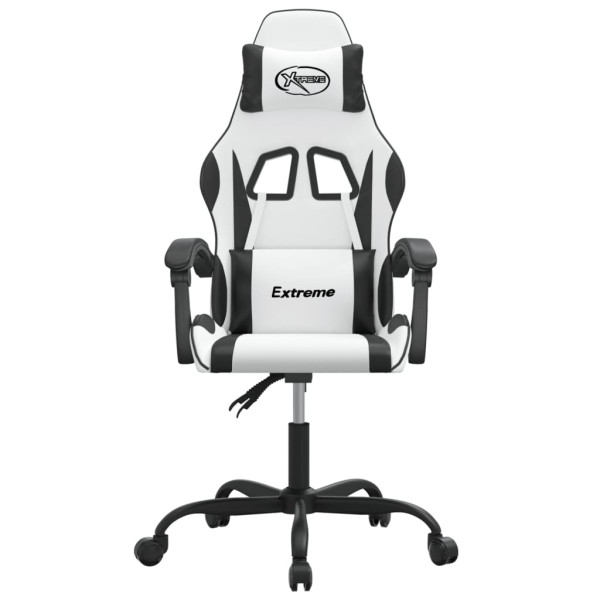 Silla gaming giratoria cuero sintético blanco y negro M 3