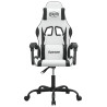 Silla gaming giratoria cuero sintético blanco y negro 3