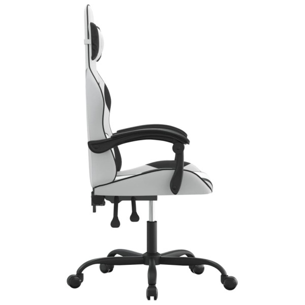 Silla gaming giratoria cuero sintético blanco y negro M 4