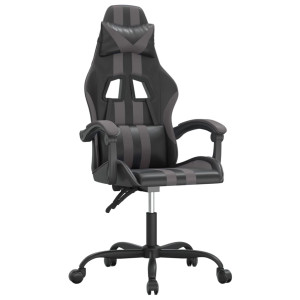 Silla gaming giratoria cuero sintético negro y gris H