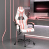 Silla gaming giratoria cuero sintético blanco y rosa 1