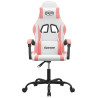 Silla gaming cuero sintético blanco y rosa 3