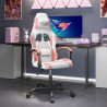 Silla gaming giratoria cuero sintético blanco y rosa 1