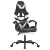 Silla gaming giratoria reposapiés cuero sintético negro blanco 2