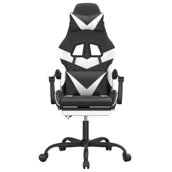 Silla gaming giratoria reposapiés cuero sintético negro blanco M 3