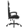 Silla gaming giratoria reposapiés cuero sintético negro blanco 4