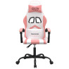 Silla gaming giratoria cuero sintético blanco y rosa 3