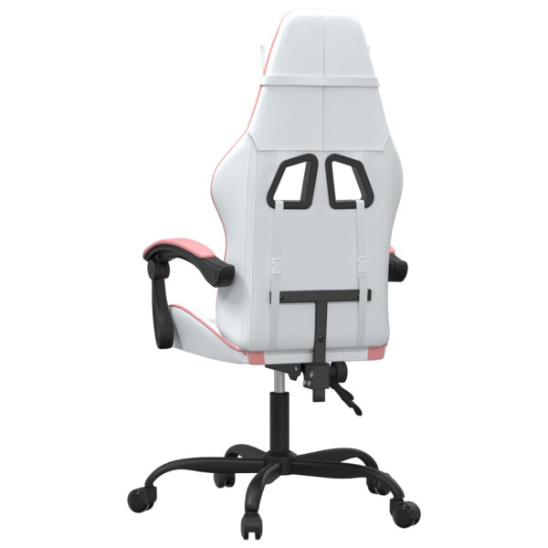 Silla gaming giratoria cuero sintético blanco y rosa M 5
