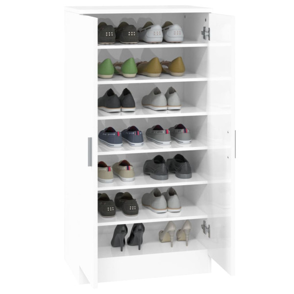Mueble zapatero madera contrachapada blanco brillo 55x35x108 cm M 4