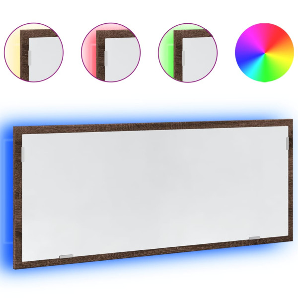 Espejo de baño LED madera ingeniería roble marrón 100x8.5x37 cm M 2