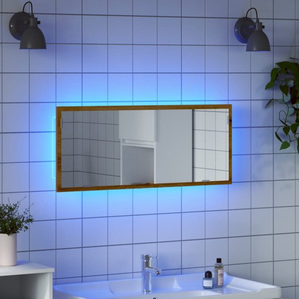 Espejo de baño LED madera ingeniería roble artisan 100x8.5x37cm D