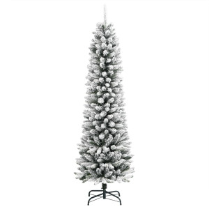Árbol de Navidad artificial estrecho con nieve PVC y PE 150 cm H