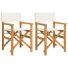Sillas de director plegables 2 uds madera maciza teca crema 2