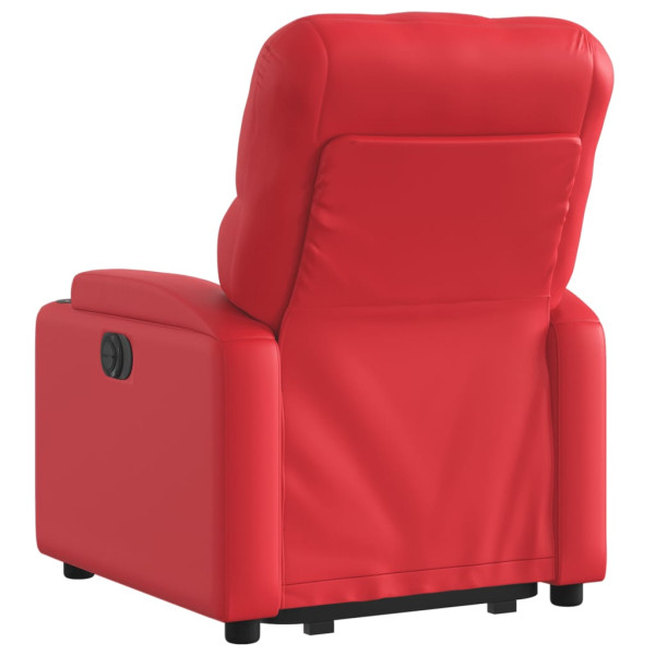 Sillón reclinable elevable cuero artificial rojo M 4